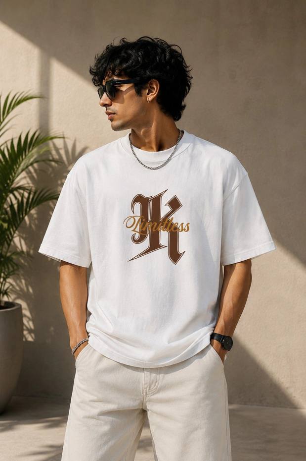 Relentless oversized puff-print tee by Kapda Kulture